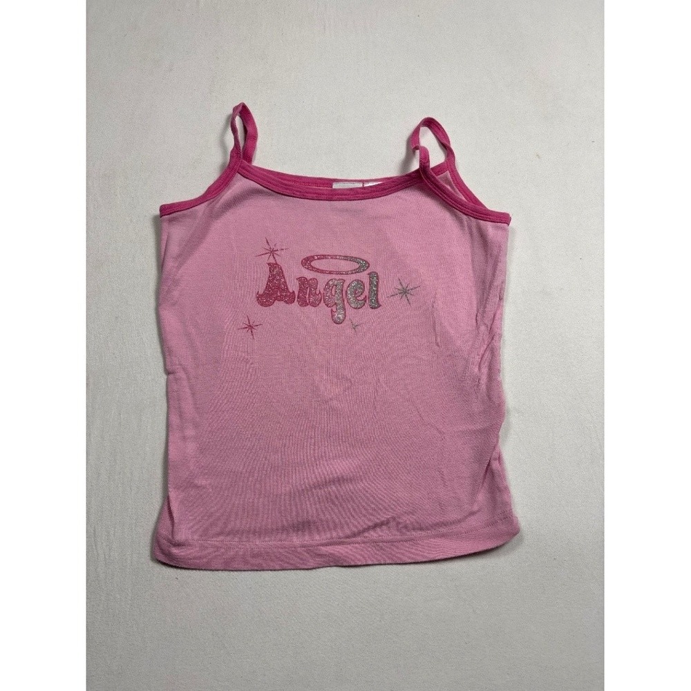 Circo Women's Pink Angel Glitter Camisole Tank Top Spaghetti Straps Size Small